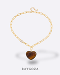 Collar corazón café